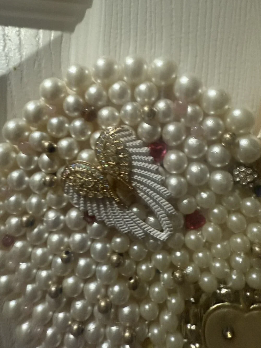 Valentine Heart Cancer Survivor Decor WITH Costume Jewelry Beads Rhinestone